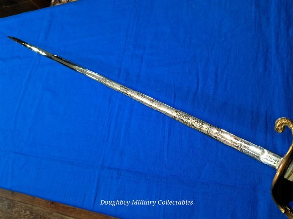 world-war-two-naval-officers-sword-saber-named-pre-war-pattern-hilborne-hamburg-viking-brand-with-original-carrier
