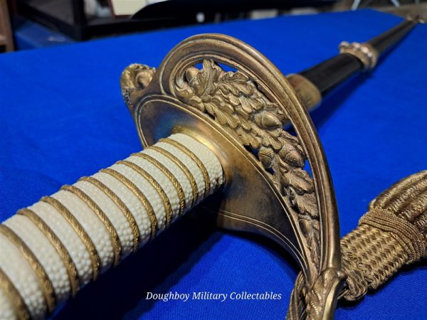world-war-two-naval-officers-sword-saber-named-pre-war-pattern-hilborne-hamburg-viking-brand-with-original-carrier