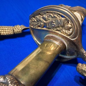 world-war-two-naval-officers-sword-saber-named-pre-war-pattern-hilborne-hamburg-viking-brand-with-original-carrier