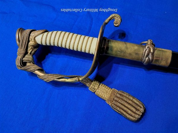world-war-two-naval-officers-sword-saber-named-pre-war-pattern-hilborne-hamburg-viking-brand-with-original-carrier