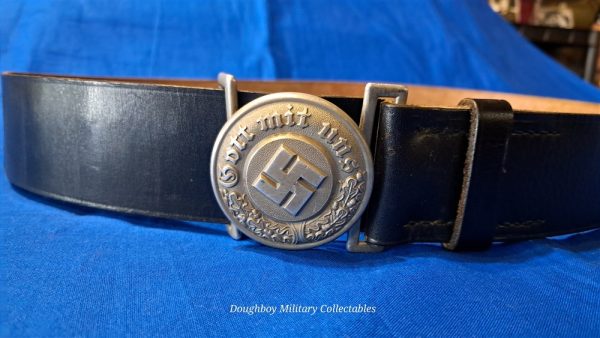 nazi-police-belt world-wr-two-german-socialist-police-buckle-and-lether-belt-set-complete-near-mint-condition
