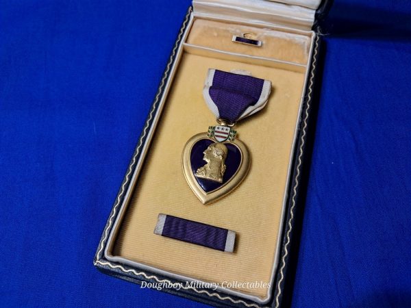 purple-heart-wwii world-war-two-purple-heart-cased-medal-set-original-wrapped-broach-with-ribbon-and-lapel-device