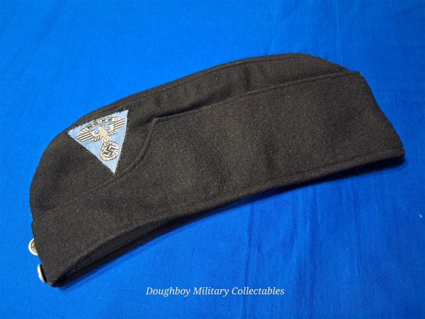 nskk-cap-black world-war-two-german-nazi-drivers-black-field-cap-with-1st-pattern-insignia-in-light-blue