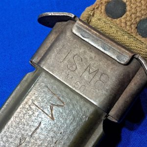 origianal-world-war-two-scabbard-for-fighting-knife-number-on-body-early-light-khacki-color-early webbing weave